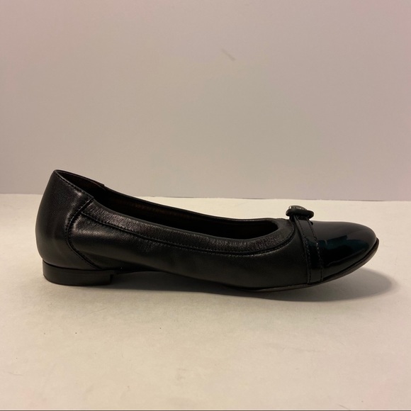 AGL Cap Toe Black Leather Slip On Ballet Flat - Picture 5 of 14